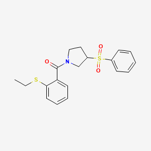 molecular formula C19H21NO3S2 B2951736 3-(benzenesulfonyl)-1-[2-(ethylsulfanyl)benzoyl]pyrrolidine CAS No. 1795189-83-1
