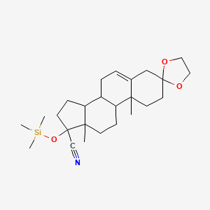 10,13-Dimethyl-17-[(trimethylsilyl)oxy]-1,2,4,7,8,9,10,11,12,13,14,15,16,17-tetradecahydrospiro[cyclopenta[a]phenanthrene-3,2'-[1,3]dioxolane]-17-carbonitrile