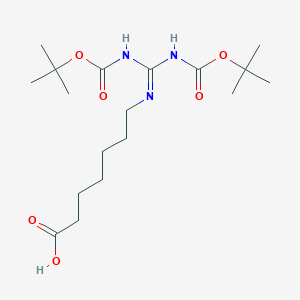 molecular formula C18H33N3O6 B2951758 7-[Bis[(2-methylpropan-2-yl)oxycarbonylamino]methylideneamino]heptanoic acid CAS No. 181483-09-0