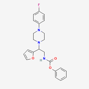 molecular formula C23H24FN3O3 B2951770 Phenyl (2-(4-(4-fluorophenyl)piperazin-1-yl)-2-(furan-2-yl)ethyl)carbamate CAS No. 877632-75-2