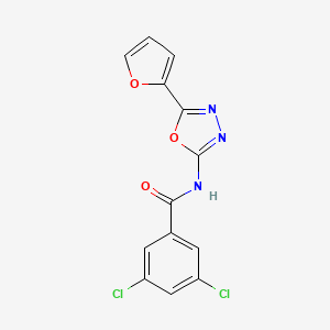 molecular formula C13H7Cl2N3O3 B2951772 3,5-dichloro-N-(5-(furan-2-yl)-1,3,4-oxadiazol-2-yl)benzamide CAS No. 862809-12-9