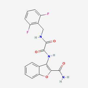 molecular formula C18H13F2N3O4 B2951773 N1-(2-carbamoylbenzofuran-3-yl)-N2-(2,6-difluorobenzyl)oxalamide CAS No. 920244-52-6