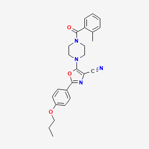 molecular formula C25H26N4O3 B2951779 5-(4-(2-Methylbenzoyl)piperazin-1-yl)-2-(4-propoxyphenyl)oxazole-4-carbonitrile CAS No. 946377-94-2
