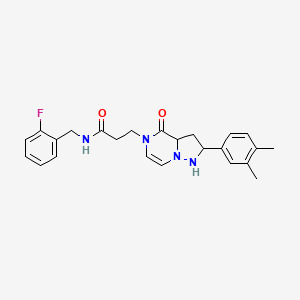 molecular formula C24H23FN4O2 B2951781 3-[2-(3,4-dimethylphenyl)-4-oxo-4H,5H-pyrazolo[1,5-a]pyrazin-5-yl]-N-[(2-fluorophenyl)methyl]propanamide CAS No. 1326917-16-1