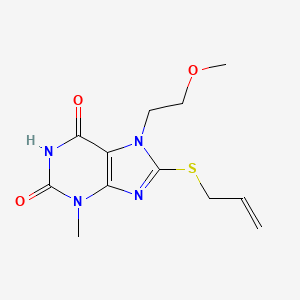 molecular formula C12H16N4O3S B2951785 8-(allylthio)-7-(2-methoxyethyl)-3-methyl-1H-purine-2,6(3H,7H)-dione CAS No. 313470-52-9