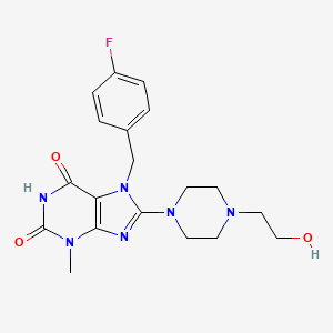 molecular formula C19H23FN6O3 B2951788 7-(4-氟苄基)-8-(4-(2-羟乙基)哌嗪-1-基)-3-甲基-1H-嘌呤-2,6(3H,7H)-二酮 CAS No. 682775-87-7