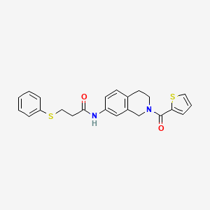 molecular formula C23H22N2O2S2 B2951793 3-(phenylthio)-N-(2-(thiophene-2-carbonyl)-1,2,3,4-tetrahydroisoquinolin-7-yl)propanamide CAS No. 1207023-53-7