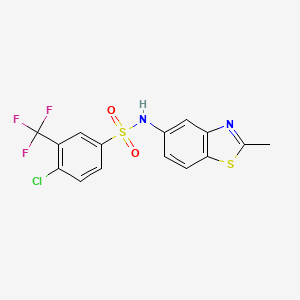 molecular formula C15H10ClF3N2O2S2 B2951796 4-chloro-N-(2-methyl-1,3-benzothiazol-5-yl)-3-(trifluoromethyl)benzenesulfonamide CAS No. 670272-61-4