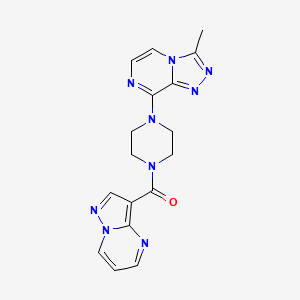 molecular formula C17H17N9O B2951797 (4-(3-Methyl-[1,2,4]triazolo[4,3-a]pyrazin-8-yl)piperazin-1-yl)(pyrazolo[1,5-a]pyrimidin-3-yl)methanone CAS No. 2034279-85-9