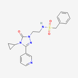 molecular formula C19H21N5O3S B2951803 N-(2-(4-cyclopropyl-5-oxo-3-(pyridin-3-yl)-4,5-dihydro-1H-1,2,4-triazol-1-yl)ethyl)-1-phenylmethanesulfonamide CAS No. 1798622-42-0