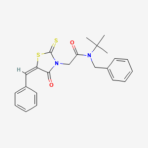 molecular formula C23H24N2O2S2 B2951804 (E)-N-benzyl-2-(5-benzylidene-4-oxo-2-thioxothiazolidin-3-yl)-N-(tert-butyl)acetamide CAS No. 307510-88-9