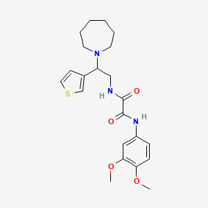 molecular formula C22H29N3O4S B2951806 N'-[2-(azepan-1-yl)-2-(thiophen-3-yl)ethyl]-N-(3,4-dimethoxyphenyl)ethanediamide CAS No. 946356-29-2