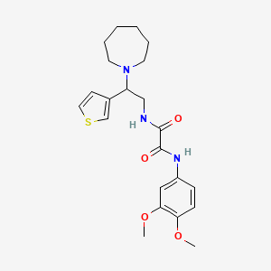 molecular formula C22H29N3O4S B2951806 N1-(2-(azepan-1-yl)-2-(thiophen-3-yl)ethyl)-N2-(3,4-dimethoxyphenyl)oxalamide CAS No. 946356-29-2