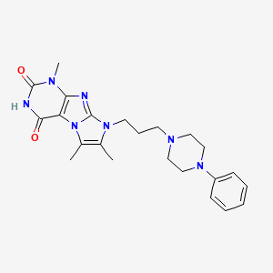 molecular formula C23H29N7O2 B2951807 1,6,7-trimethyl-8-(3-(4-phenylpiperazin-1-yl)propyl)-1H-imidazo[2,1-f]purine-2,4(3H,8H)-dione CAS No. 923687-28-9