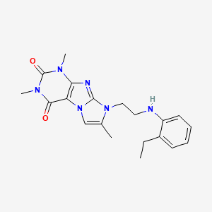 molecular formula C20H24N6O2 B2951810 6-[2-(2-Ethylanilino)ethyl]-2,4,7-trimethylpurino[7,8-a]imidazole-1,3-dione CAS No. 923685-17-0