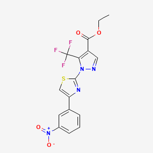 molecular formula C16H11F3N4O4S B2951812 ethyl 1-[4-(3-nitrophenyl)-1,3-thiazol-2-yl]-5-(trifluoromethyl)-1H-pyrazole-4-carboxylate CAS No. 955975-70-9