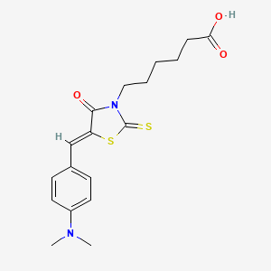 molecular formula C18H22N2O3S2 B2951814 6-(5-(4-(Dimethylamino)benzylidene)-4-oxo-2-thioxothiazolidin-3-yl)hexanoic acid CAS No. 15296-13-6