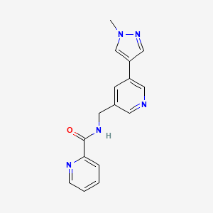 molecular formula C16H15N5O B2951815 N-((5-(1-methyl-1H-pyrazol-4-yl)pyridin-3-yl)methyl)picolinamide CAS No. 2034562-26-8