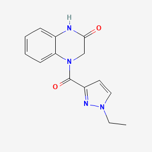 molecular formula C14H14N4O2 B2951822 4-(1-ethyl-1H-pyrazole-3-carbonyl)-3,4-dihydroquinoxalin-2(1H)-one CAS No. 1172749-94-8