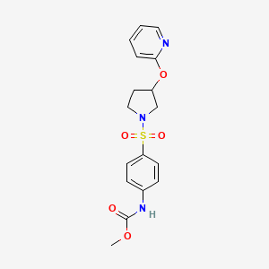 molecular formula C17H19N3O5S B2951839 Methyl (4-((3-(pyridin-2-yloxy)pyrrolidin-1-yl)sulfonyl)phenyl)carbamate CAS No. 1903034-33-2