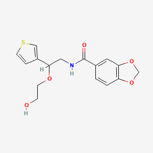 molecular formula C16H17NO5S B2951840 N-(2-(2-hydroxyethoxy)-2-(thiophen-3-yl)ethyl)benzo[d][1,3]dioxole-5-carboxamide CAS No. 2034566-17-9