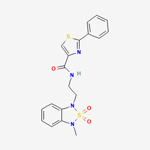 molecular formula C19H18N4O3S2 B2951848 N-(2-(3-methyl-2,2-dioxidobenzo[c][1,2,5]thiadiazol-1(3H)-yl)ethyl)-2-phenylthiazole-4-carboxamide CAS No. 2034454-02-7