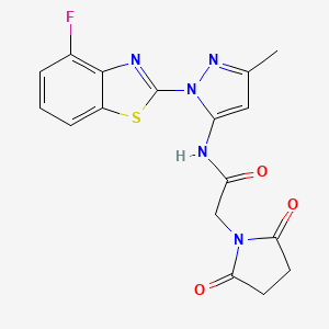 molecular formula C17H14FN5O3S B2951850 2-(2,5-dioxopyrrolidin-1-yl)-N-(1-(4-fluorobenzo[d]thiazol-2-yl)-3-methyl-1H-pyrazol-5-yl)acetamide CAS No. 1173100-97-4