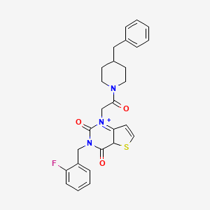 molecular formula C27H26FN3O3S B2951857 1-[2-(4-benzylpiperidin-1-yl)-2-oxoethyl]-3-[(2-fluorophenyl)methyl]-1H,2H,3H,4H-thieno[3,2-d]pyrimidine-2,4-dione CAS No. 1252921-68-8