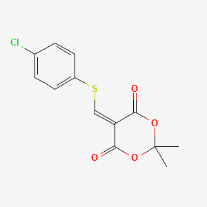 molecular formula C13H11ClO4S B2951862 5-(((4-Chlorophenyl)sulfanyl)methylene)-2,2-dimethyl-1,3-dioxane-4,6-dione CAS No. 477866-33-4