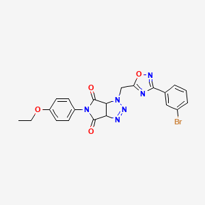 molecular formula C21H17BrN6O4 B2951866 1-{[3-(3-bromophenyl)-1,2,4-oxadiazol-5-yl]methyl}-5-(4-ethoxyphenyl)-1H,3aH,4H,5H,6H,6aH-pyrrolo[3,4-d][1,2,3]triazole-4,6-dione CAS No. 1207032-96-9