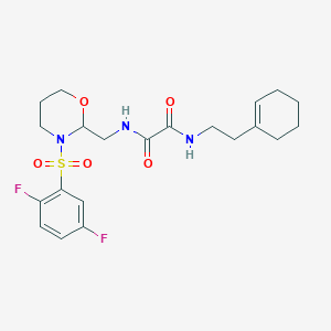 molecular formula C21H27F2N3O5S B2951871 N'-[2-(cyclohex-1-en-1-yl)ethyl]-N-{[3-(2,5-difluorobenzenesulfonyl)-1,3-oxazinan-2-yl]methyl}ethanediamide CAS No. 872976-61-9
