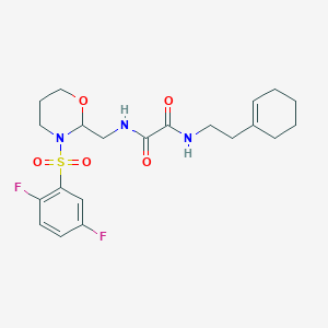 molecular formula C21H27F2N3O5S B2951871 N-[2-(cyclohexen-1-yl)ethyl]-N'-[[3-(2,5-difluorophenyl)sulfonyl-1,3-oxazinan-2-yl]methyl]oxamide CAS No. 872976-61-9