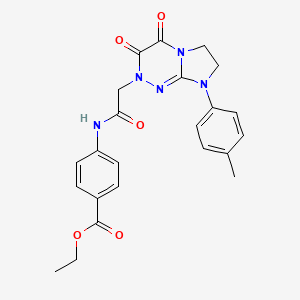 molecular formula C23H23N5O5 B2951874 ethyl 4-(2-(3,4-dioxo-8-(p-tolyl)-3,4,7,8-tetrahydroimidazo[2,1-c][1,2,4]triazin-2(6H)-yl)acetamido)benzoate CAS No. 941891-44-7