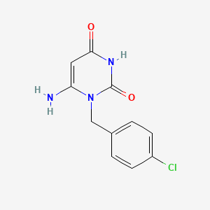 molecular formula C11H10ClN3O2 B2951878 6-Amino-1-[(4-chlorophenyl)methyl]-1,2,3,4-tetrahydropyrimidine-2,4-dione CAS No. 179486-47-6