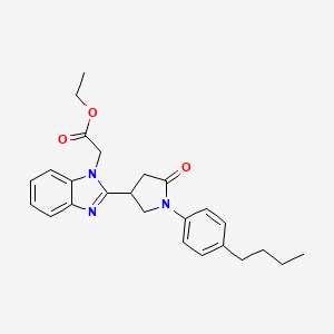 Ethyl 2-{2-[1-(4-butylphenyl)-5-oxopyrrolidin-3-yl]benzimidazolyl}acetate