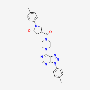 1-(p-tolyl)-4-(4-(3-(p-tolyl)-3H-[1,2,3]triazolo[4,5-d]pyrimidin-7-yl)piperazine-1-carbonyl)pyrrolidin-2-one