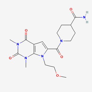 1-(7-(2-methoxyethyl)-1,3-dimethyl-2,4-dioxo-2,3,4,7-tetrahydro-1H-pyrrolo[2,3-d]pyrimidine-6-carbonyl)piperidine-4-carboxamide