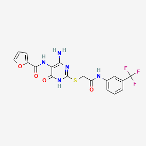 N-(4-amino-6-oxo-2-((2-oxo-2-((3-(trifluoromethyl)phenyl)amino)ethyl)thio)-1,6-dihydropyrimidin-5-yl)furan-2-carboxamide