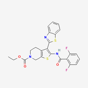 molecular formula C24H19F2N3O3S2 B2951913 ethyl 3-(1,3-benzothiazol-2-yl)-2-(2,6-difluorobenzamido)-4H,5H,6H,7H-thieno[2,3-c]pyridine-6-carboxylate CAS No. 946276-71-7