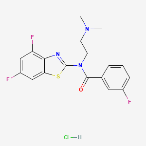 molecular formula C18H17ClF3N3OS B2951916 N-(4,6-DIFLUORO-1,3-BENZOTHIAZOL-2-YL)-N-[2-(DIMETHYLAMINO)ETHYL]-3-FLUOROBENZAMIDE HYDROCHLORIDE CAS No. 1321716-27-1