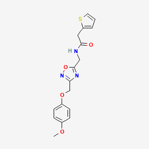 N-((3-((4-methoxyphenoxy)methyl)-1,2,4-oxadiazol-5-yl)methyl)-2-(thiophen-2-yl)acetamide