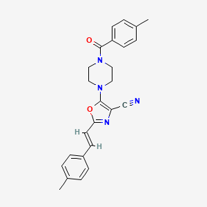 molecular formula C25H24N4O2 B2951934 5-[4-(4-methylbenzoyl)piperazin-1-yl]-2-[(E)-2-(4-methylphenyl)ethenyl]-1,3-oxazole-4-carbonitrile CAS No. 941255-25-0