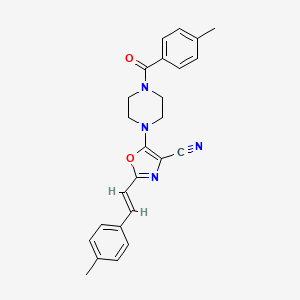 molecular formula C25H24N4O2 B2951934 (E)-5-(4-(4-methylbenzoyl)piperazin-1-yl)-2-(4-methylstyryl)oxazole-4-carbonitrile CAS No. 941255-25-0