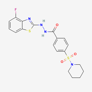 molecular formula C19H19FN4O3S2 B2951935 N'-(4-fluorobenzo[d]thiazol-2-yl)-4-(piperidin-1-ylsulfonyl)benzohydrazide CAS No. 851978-76-2