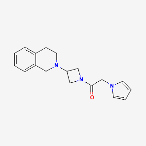 molecular formula C18H21N3O B2951941 1-(3-(3,4-dihydroisoquinolin-2(1H)-yl)azetidin-1-yl)-2-(1H-pyrrol-1-yl)ethanone CAS No. 2034357-36-1