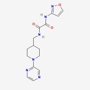 molecular formula C15H18N6O3 B2951943 N1-(isoxazol-3-yl)-N2-((1-(pyrazin-2-yl)piperidin-4-yl)methyl)oxalamide CAS No. 1396808-18-6