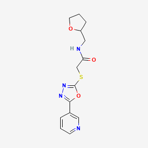 molecular formula C14H16N4O3S B2951946 N-[(oxolan-2-yl)methyl]-2-{[5-(pyridin-3-yl)-1,3,4-oxadiazol-2-yl]sulfanyl}acetamide CAS No. 899967-74-9