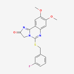 molecular formula C19H16FN3O3S B2951949 5-[(3-fluorobenzyl)sulfanyl]-8,9-dimethoxyimidazo[1,2-c]quinazolin-2(3H)-one CAS No. 672949-23-4
