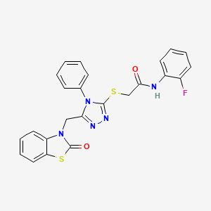 molecular formula C24H18FN5O2S2 B2951950 N-(2-fluorophenyl)-2-((5-((2-oxobenzo[d]thiazol-3(2H)-yl)methyl)-4-phenyl-4H-1,2,4-triazol-3-yl)thio)acetamide CAS No. 847402-03-3