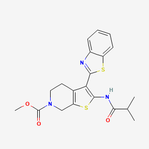 molecular formula C20H21N3O3S2 B2951973 methyl 3-(1,3-benzothiazol-2-yl)-2-(2-methylpropanamido)-4H,5H,6H,7H-thieno[2,3-c]pyridine-6-carboxylate CAS No. 886951-87-7